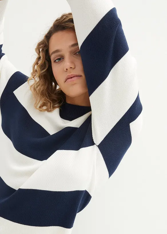 Pull en fine maille à larges rayures, bonprix