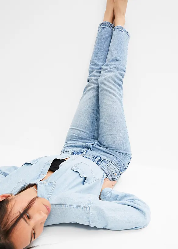 Jean droit taille haute, peu extensible, bonprix