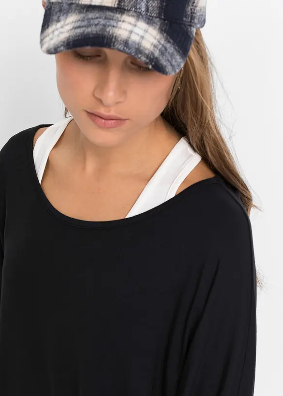 T-shirt long et top en viscose extensible, bonprix