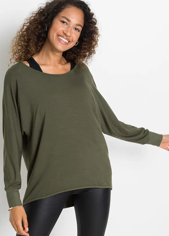 T-shirt long et top en viscose extensible, bonprix