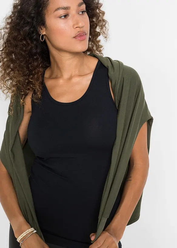 T-shirt long et top en viscose extensible, bonprix