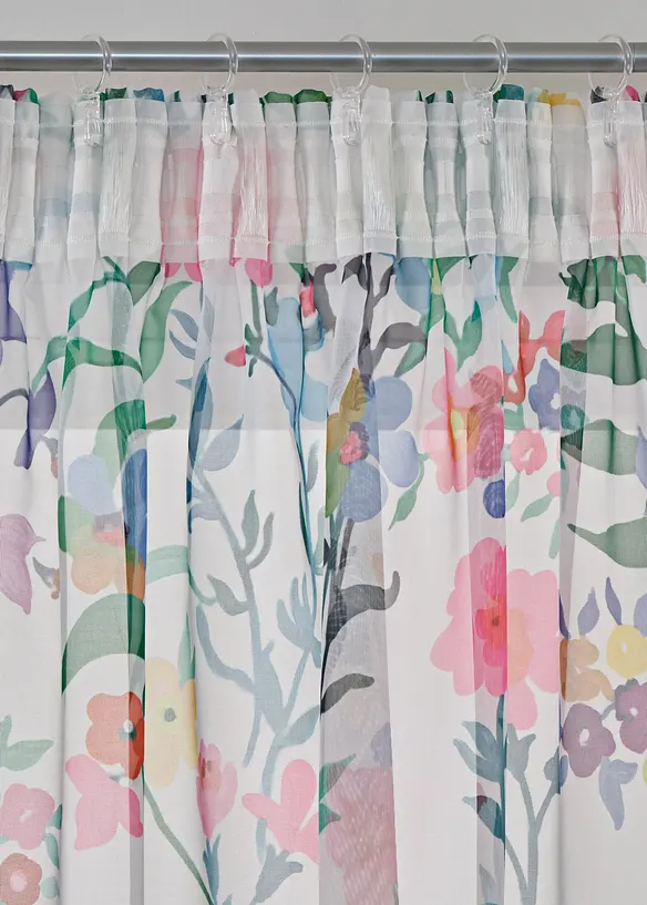 Lot de 2 voilages imprimé floral incl. embrasse, bonprix