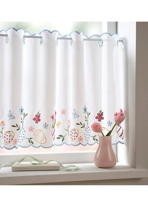 Brise-bise avec motifs de Pâques brodés, bonprix