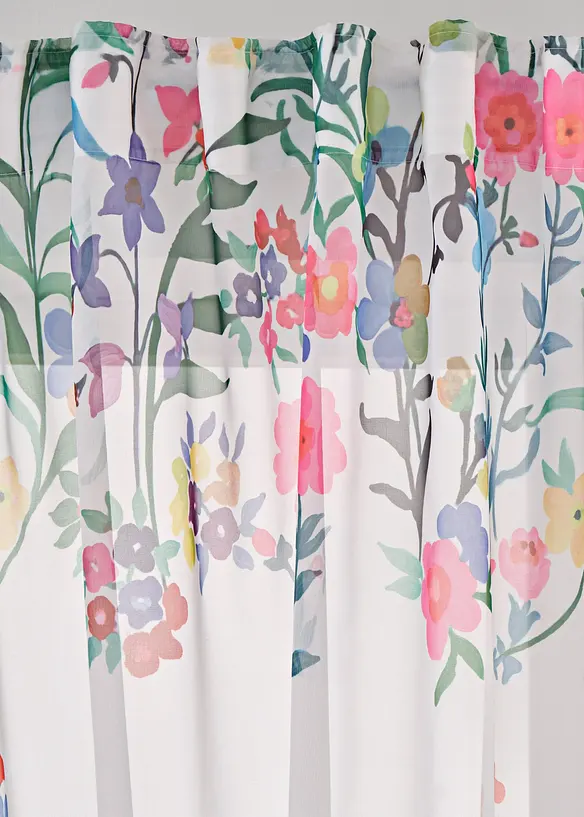 Lot de 2 voilages imprimé floral incl. embrasse, bonprix