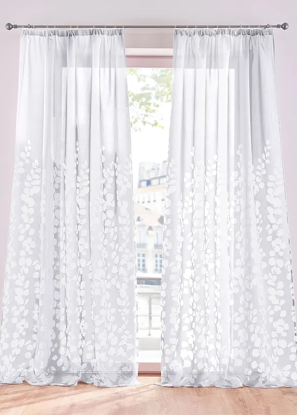 Voilage en d&eacute;vor&eacute; &agrave; motif v&eacute;g&eacute;tal (1 pce), bonprix