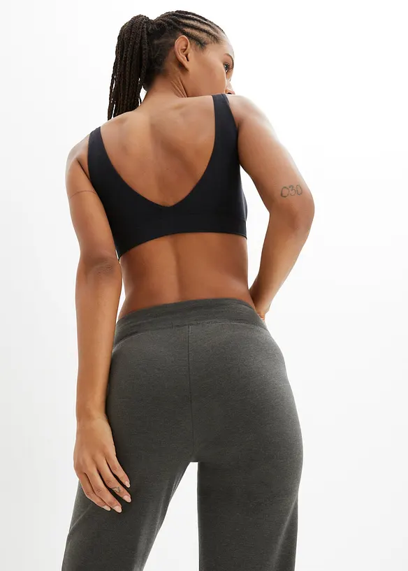 Lot de 2 pantalons de sport, bootcut, bonprix