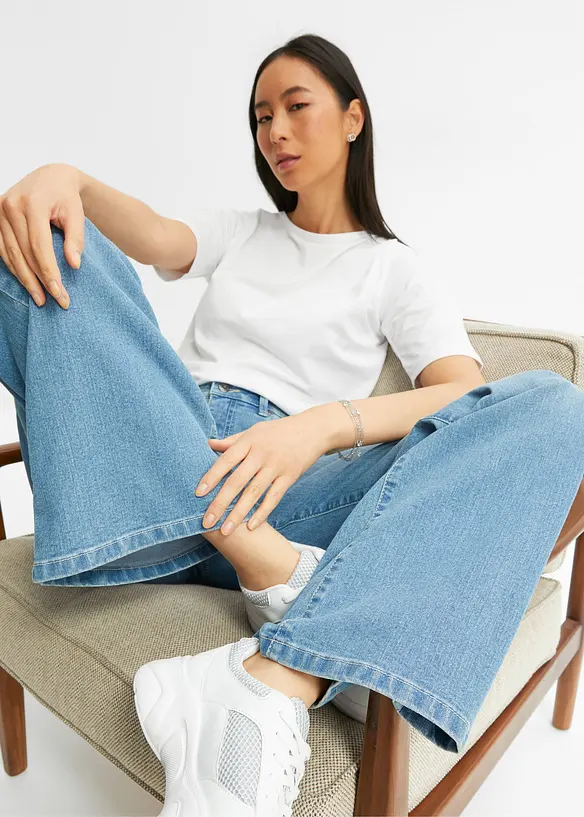 Jean large taille mi-haute, extensible, bonprix