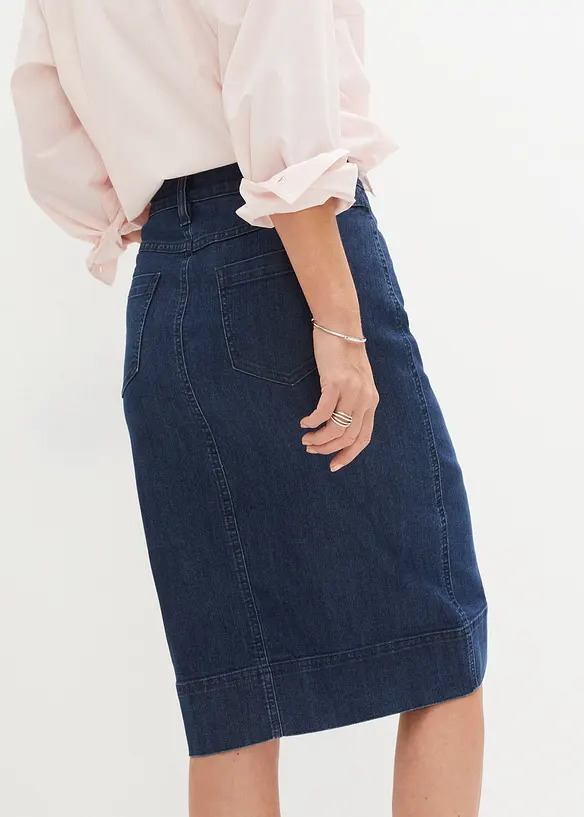 Jupe en jean avec boutons décoratifs, bonprix