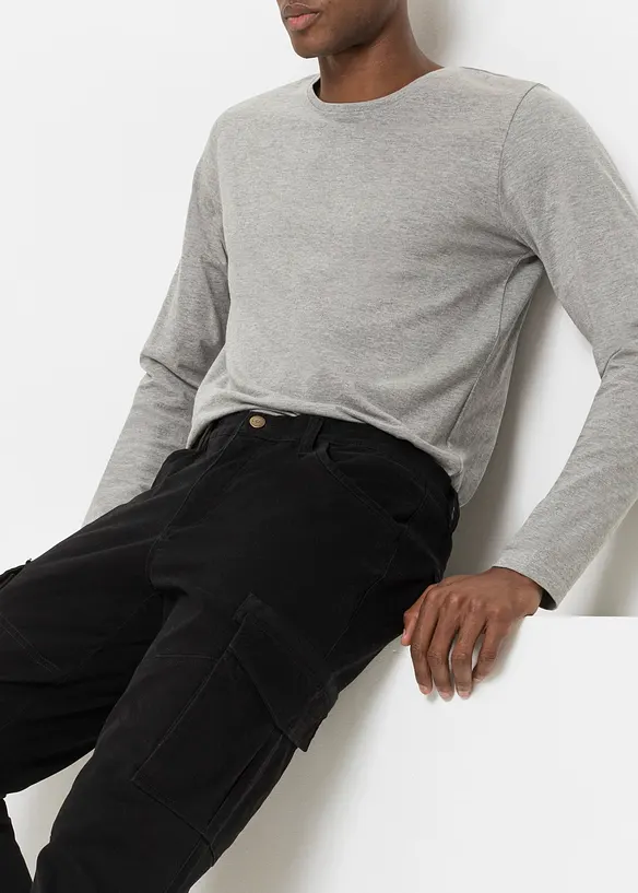 Pantalon slim extensible, jambes droites, avec poches cargo, bonprix