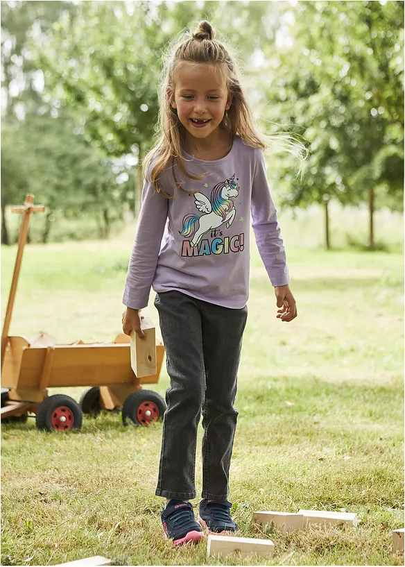 Lot de 2 T-shirts manches longues fille 100% coton, bonprix