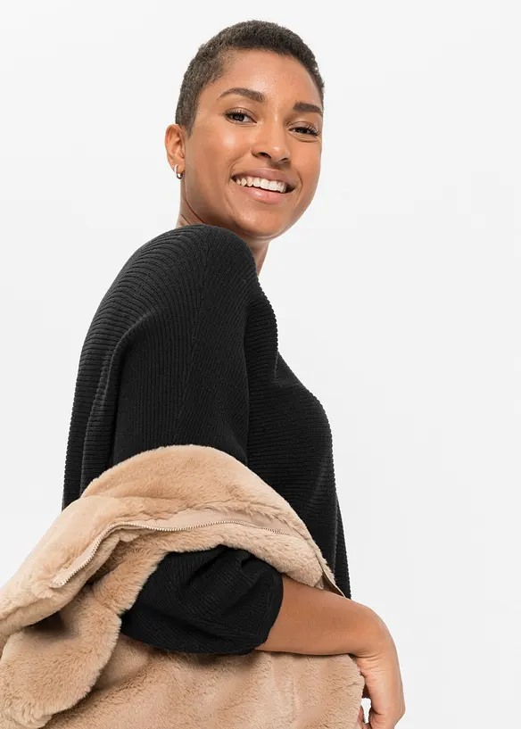 Pull côtelé oversize en viscose mélangée, bonprix