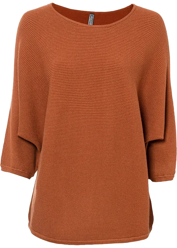 Pull côtelé oversize en viscose mélangée, bonprix
