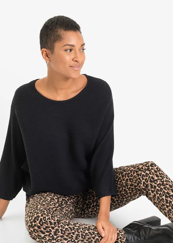 Pull côtelé oversize en viscose mélangée, bonprix