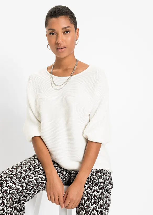 Pull côtelé oversize en viscose mélangée, bonprix
