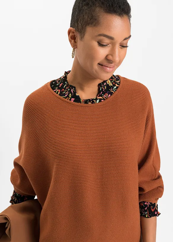 Pull côtelé oversize en viscose mélangée, bonprix