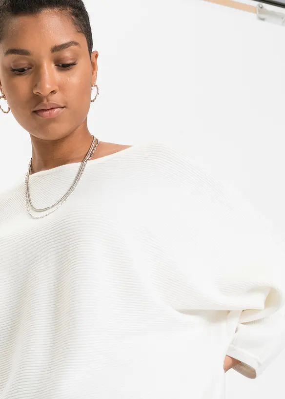 Pull côtelé oversize en viscose mélangée, bonprix