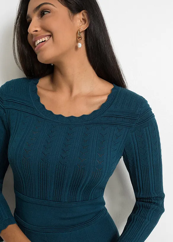 Robe en maille ajourée, bonprix