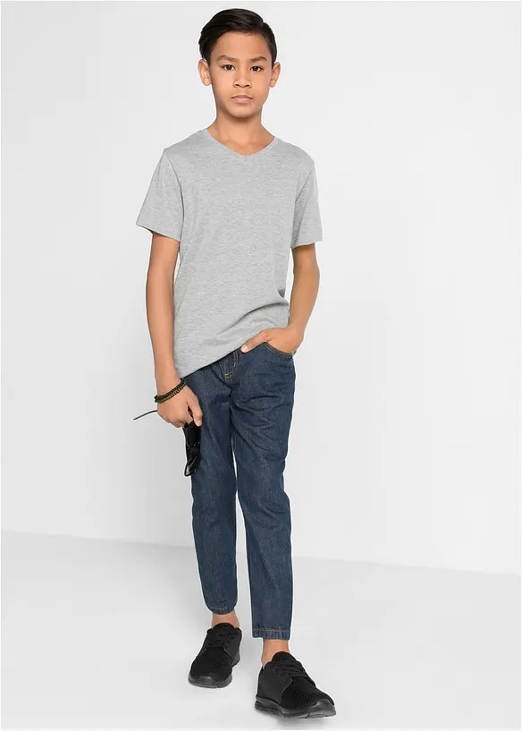 Lot de 3 pantalons regular à taille élastiquée, droit, 100% coton, bonprix