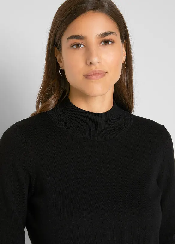 Pull basique en fine maille à col montant, bonprix