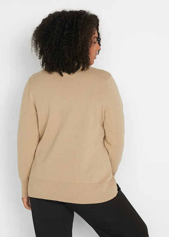 Pull basique en fine maille &agrave; col montant, bonprix