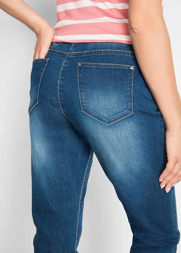 Jean Boyfriend, taille mi-haute &eacute;lastiqu&eacute;e, bonprix