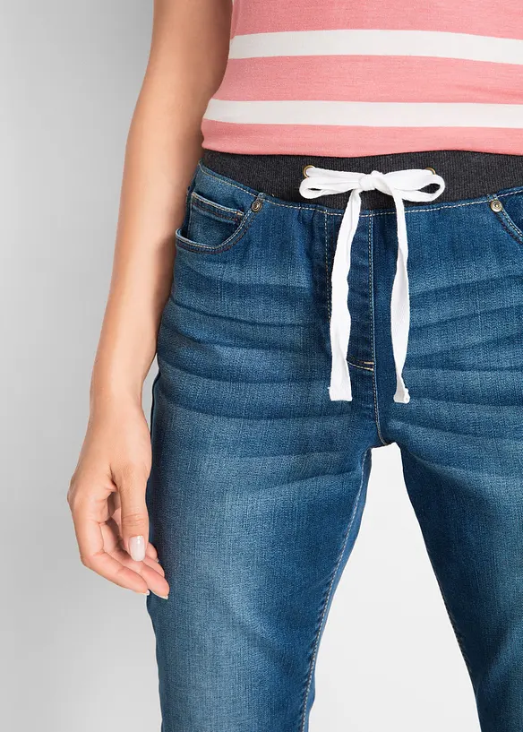 Jean Boyfriend, taille mi-haute &eacute;lastiqu&eacute;e, bonprix