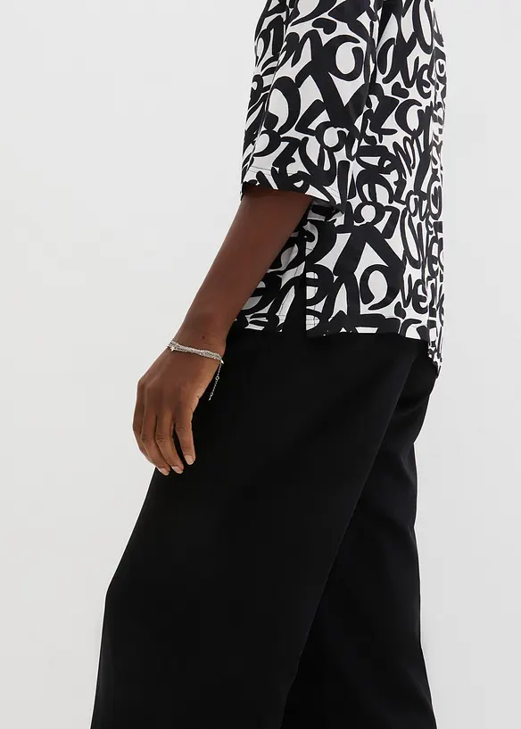 T-shirt à col rond, manches 3/4, bonprix