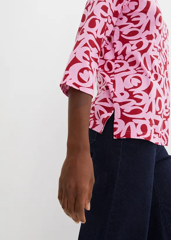 T-shirt à col rond, manches 3/4, bonprix