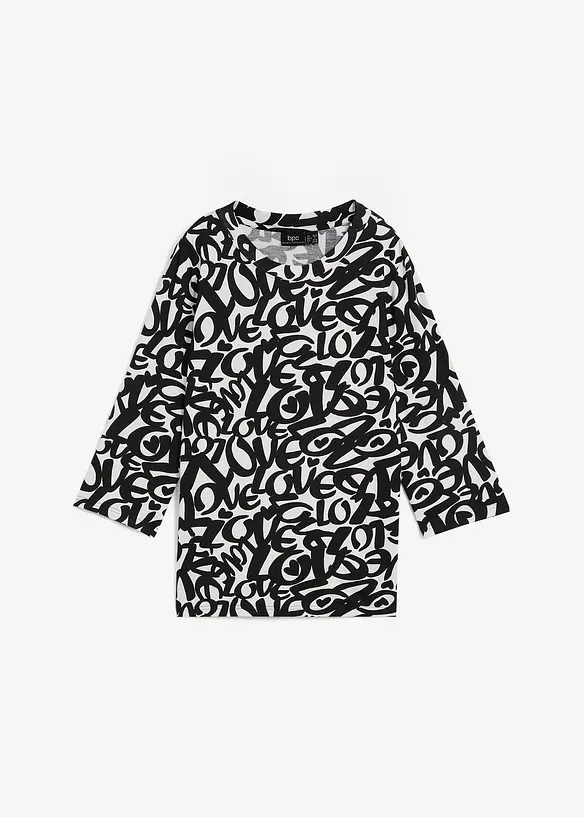 T-shirt à col rond, manches 3/4, bonprix