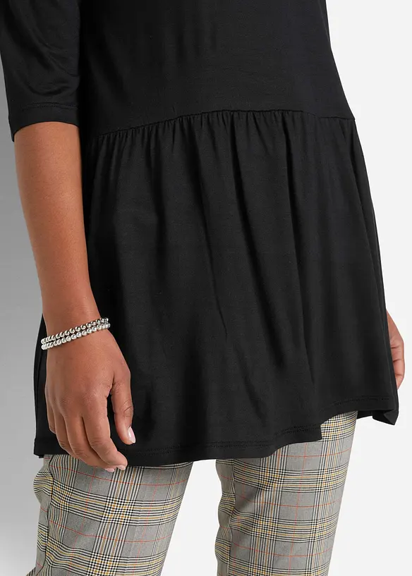 T-shirt long en viscose, base volantée, bonprix