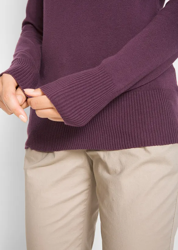 Pull col roul&eacute; basique, bonprix