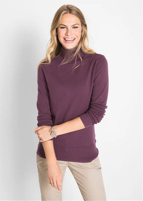 Pull col roul&eacute; basique, bonprix