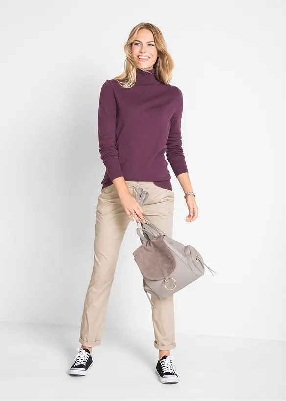 Pull col roul&eacute; basique, bonprix