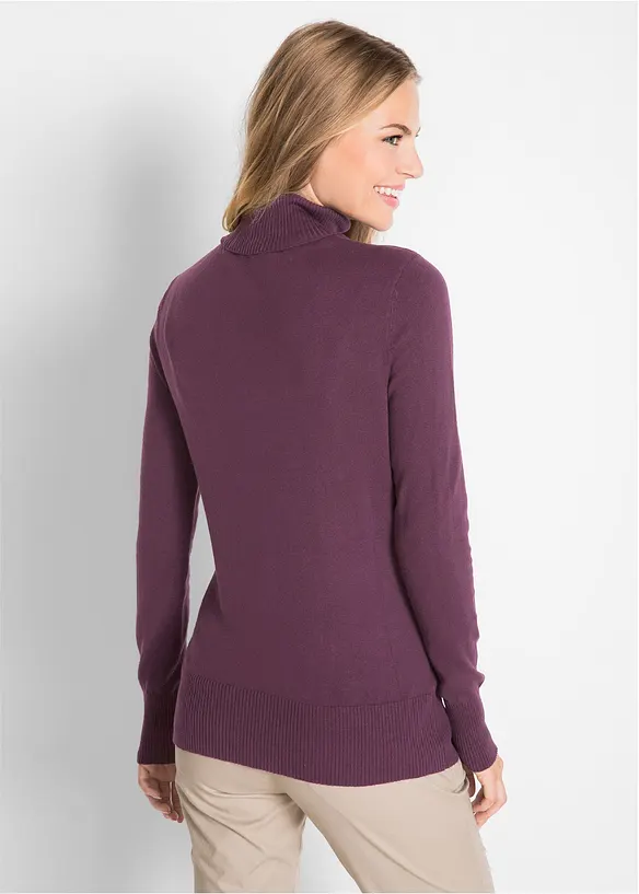Pull col roul&eacute; basique, bonprix