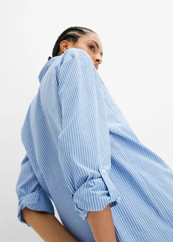 Long chemisier &agrave; manches retrouss&eacute;es, bonprix