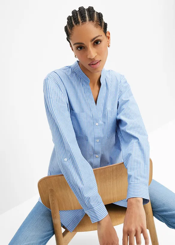 Long chemisier &agrave; manches retrouss&eacute;es, bonprix