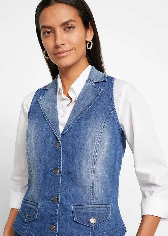 Gilet sans manches en jean extensible, bonprix
