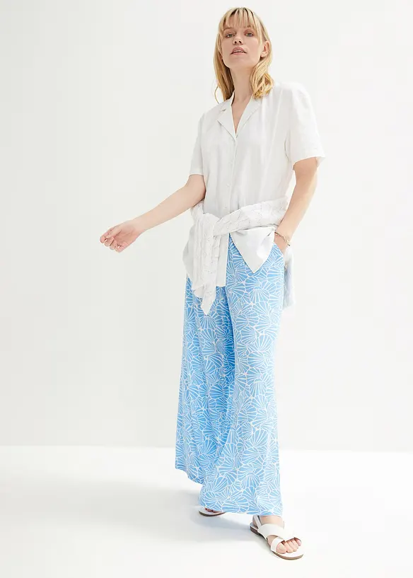 Chemisier oversize d&eacute;contract&eacute; en lin majoritaire, bonprix