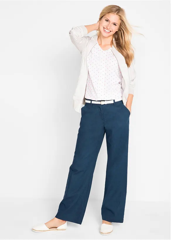 Pantalon tissé en lin et coton, bonprix