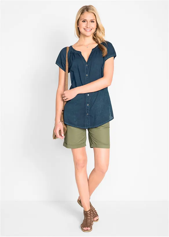 Chemisier manches courtes 100% coton, bonprix