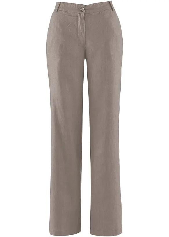 Pantalon tiss&eacute; en lin et coton, bonprix