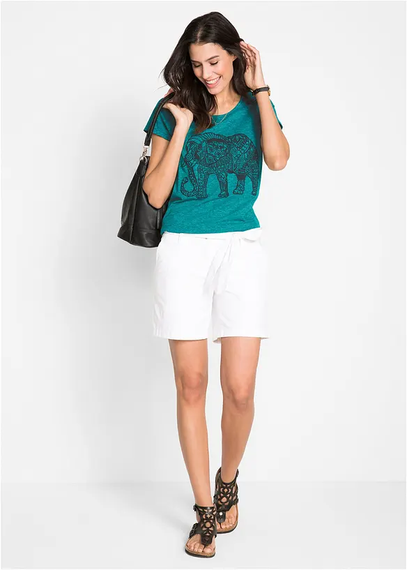 T-shirt en coton avec imprimé devant, manches courtes, bonprix