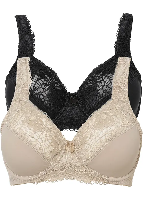 Lot de 2 soutiens-gorge minimiseurs à bretelles rembourrées, bonprix