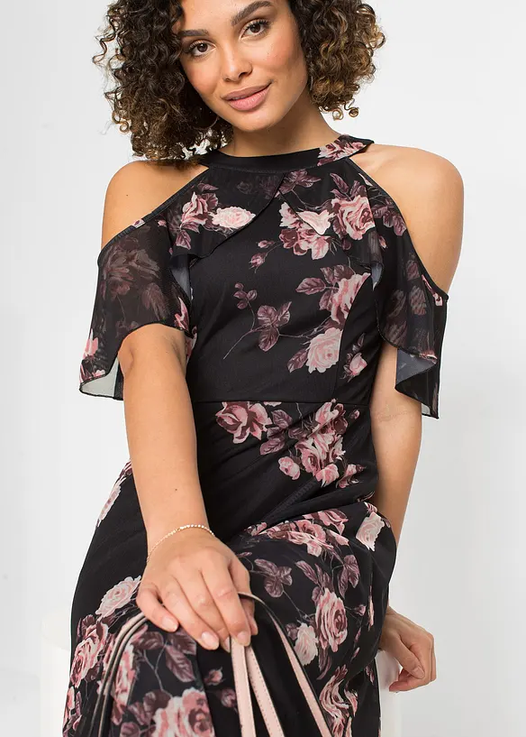 Robe longue en mesh imprimé, bonprix