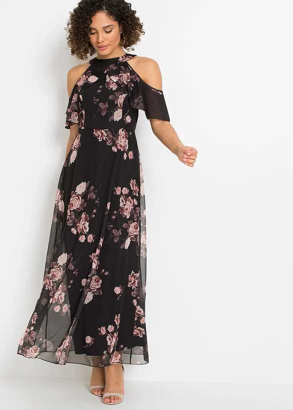 Robe longue en mesh imprimé, bonprix