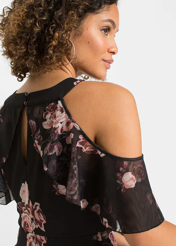 Robe longue en mesh imprimé, bonprix