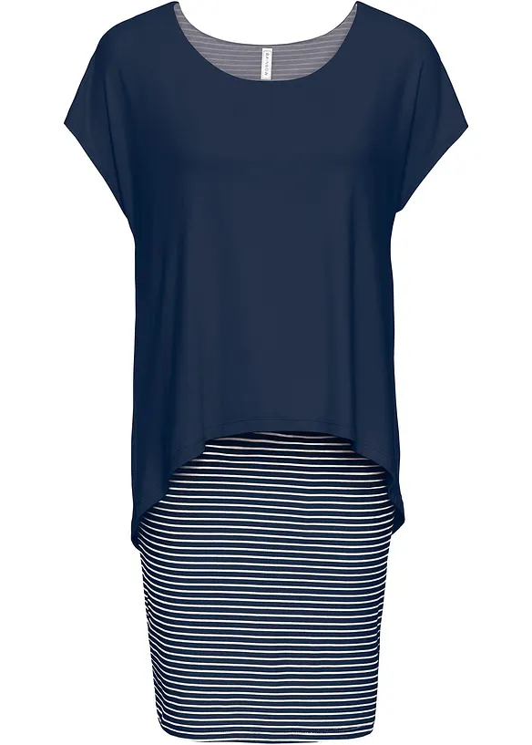 Robe en jersey avec jupe rayée, bonprix