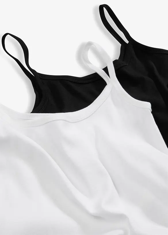 Lot de 2 tops à fines bretelles 100% coton, bonprix