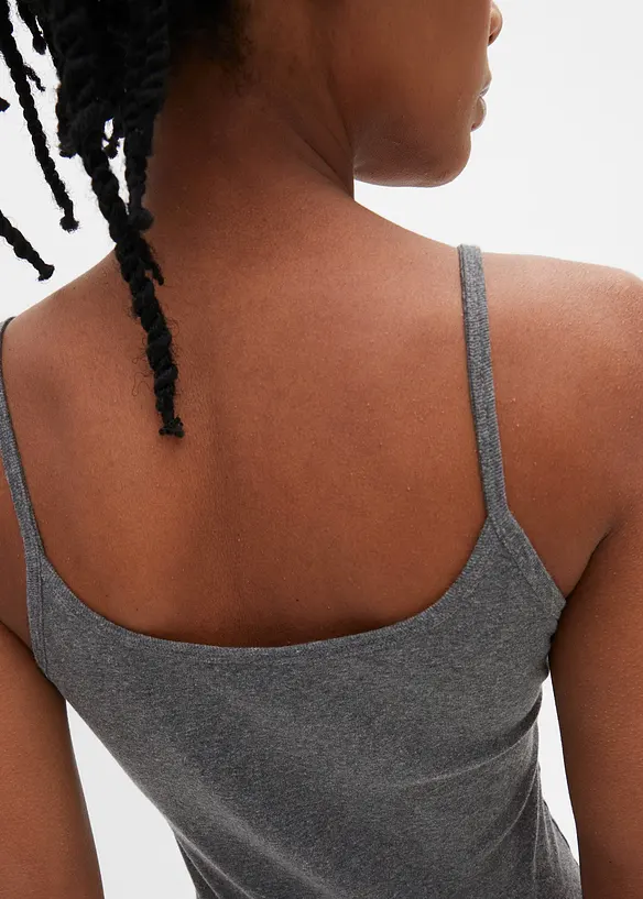 Lot de 2 tops à fines bretelles 100% coton, bonprix