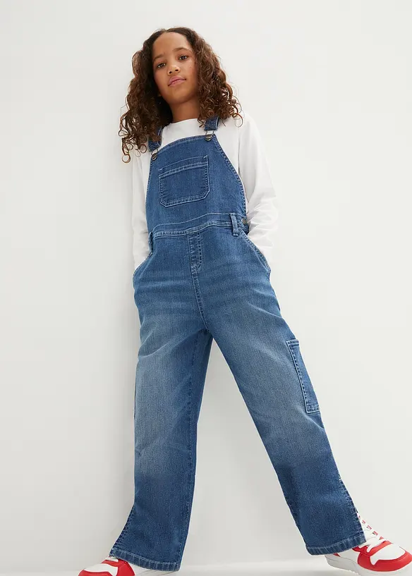 Salopette en jean, taille mi-haute, bonprix